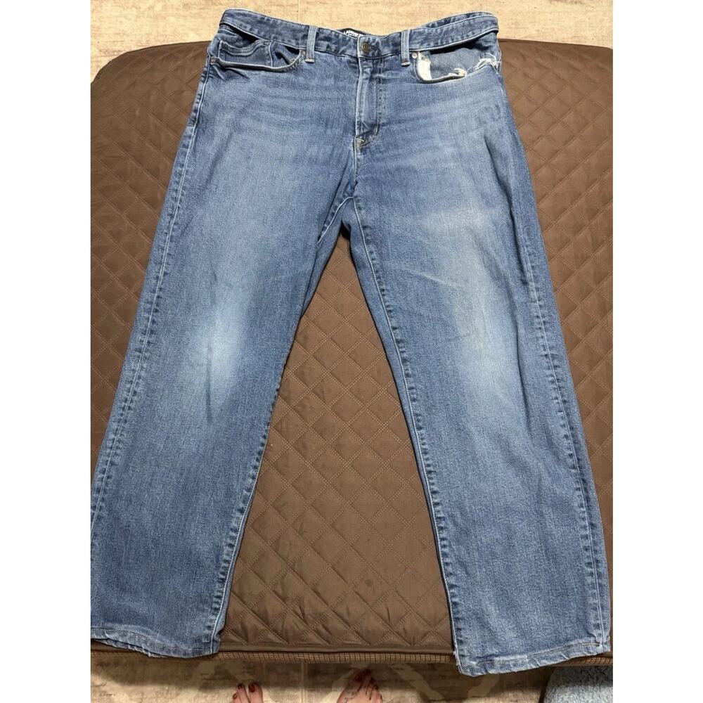Men’s Lands End Rigid Traditional Fit 5 Pocket Jeans, Medium Wash - Size 36